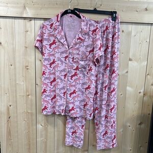 Tommy John Pink Jungle Cat Print Pajama set